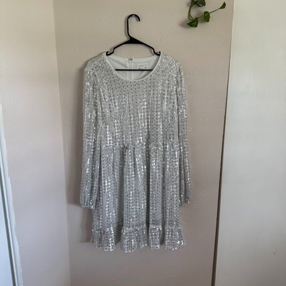 Chic Soul Silver Sequins Long-Sleeves Dress